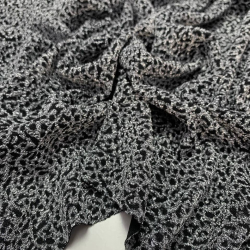 Трикотаж фактурний (Поліестер), Чорно - срібний, (з люрексовою ниткою)